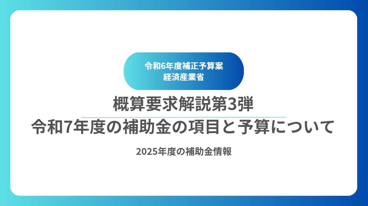 令和6年度補正予算　経済産業省　概算要求　解説　補助金